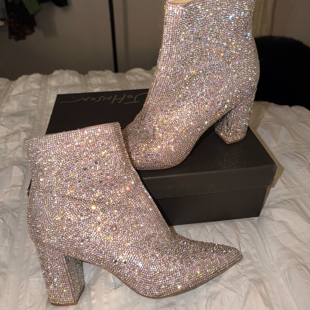 Betsey Johnson Rhinestone Boots (Size 6.5)